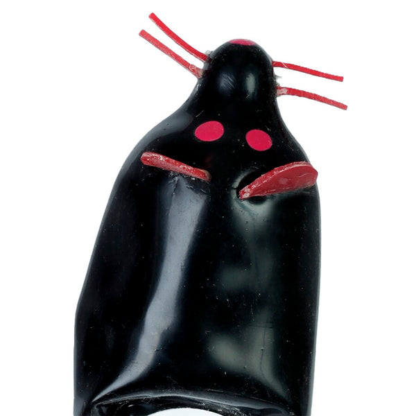 CONDOMERIE - Håndmalte novelty-kondomer Mus Sort XL