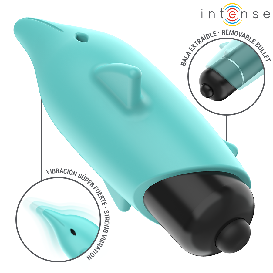 INTENSE - Echo Vibrerende Bullet Delfin Blå 8 x 4,7 cm