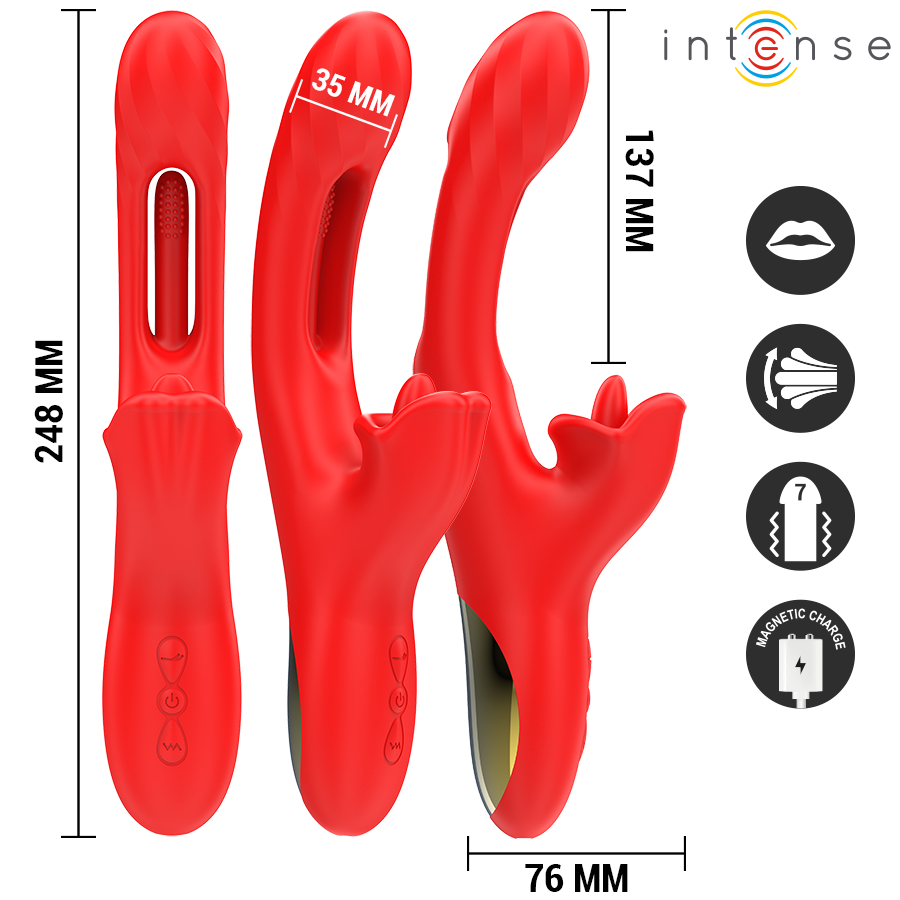 INTENSE - Jessica Multifunksjonsvibrator med klitorisstimulering 24,8 cm