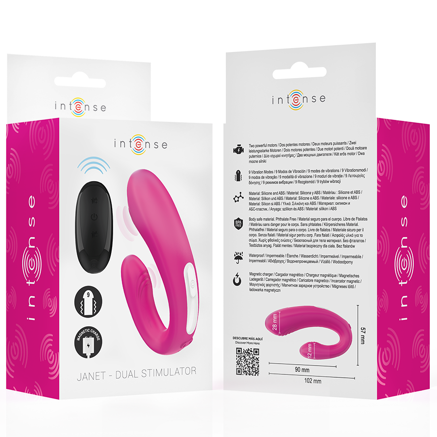 INTENSE - Janet U-formet dobbeltvibrator med fjernkontroll