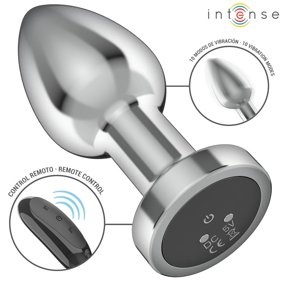 INTENSE - Vibrerende Analplugg i Metall med Fjernkontroll M