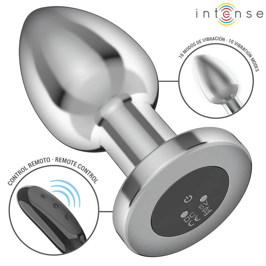 INTENSE - Vibrerende Analplugg i Metall med Fjernkontroll L