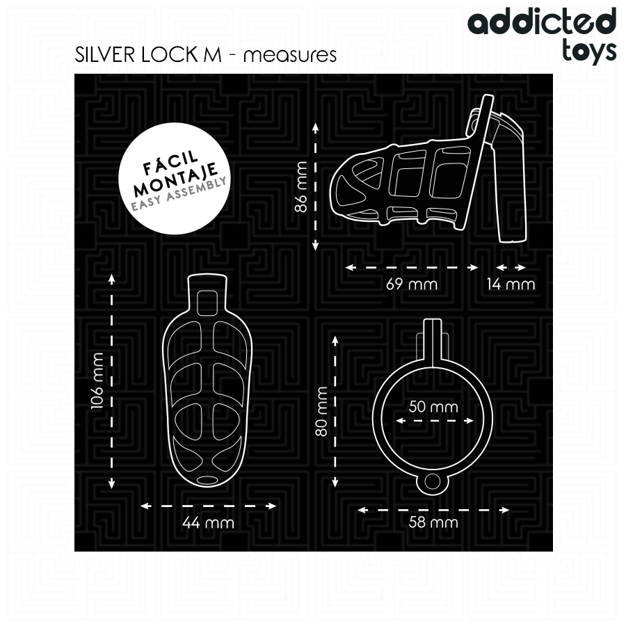 ADDICTED TOYS LOCKED - Silver Lock Penisbur i Metall [str. M]