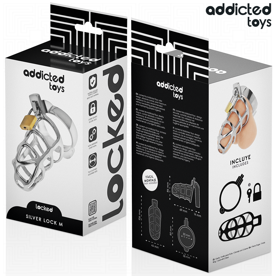 ADDICTED TOYS LOCKED - Silver Lock Penisbur i Metall [str. M]