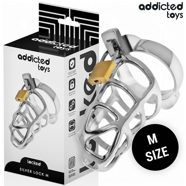 ADDICTED TOYS LOCKED - Silver Lock Penisbur i Metall [str. M]