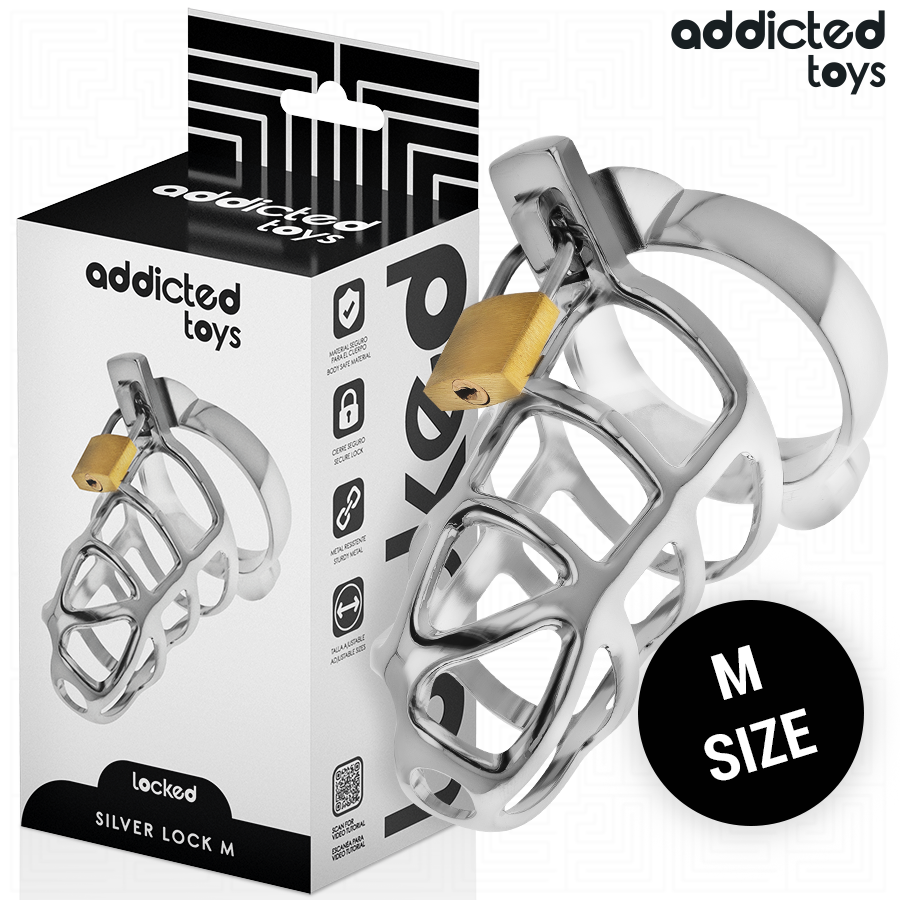 ADDICTED TOYS LOCKED - Silver Lock Penisbur i Metall [str. M]