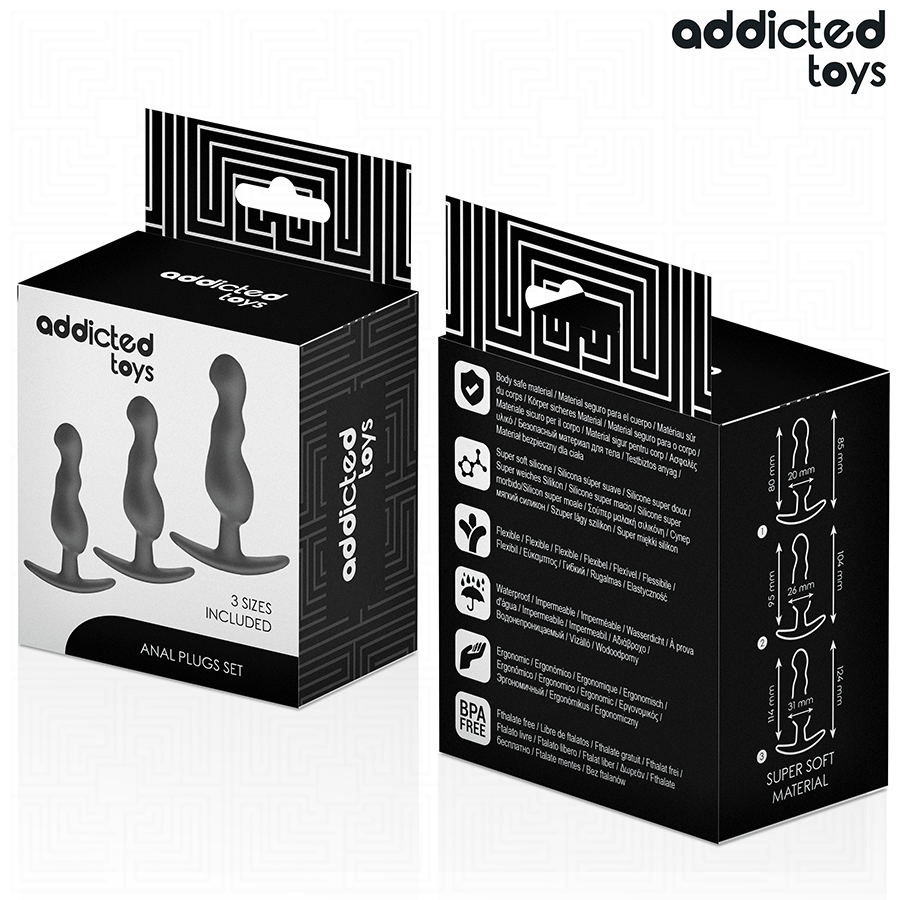 ADDICTED TOYS - Analpluggsett i Silikon 3 stk Modell 1