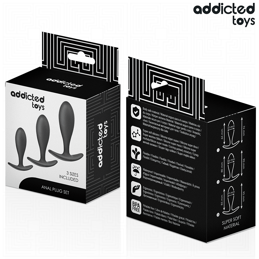 ADDICTED TOYS - Analpluggsett i Silikon 3 stk Modell 2