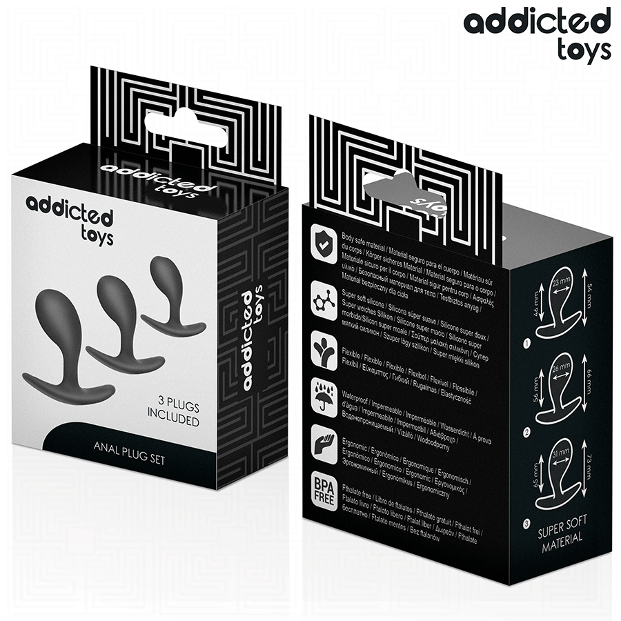 ADDICTED TOYS - Analpluggsett i Silikon 3 stk Modell 3
