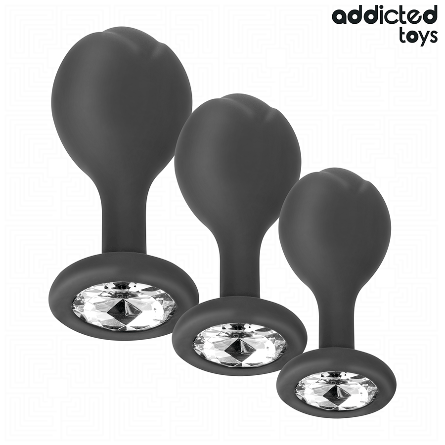 ADDICTED TOYS - Analpluggsett med Juvel i Silikon 3 stk