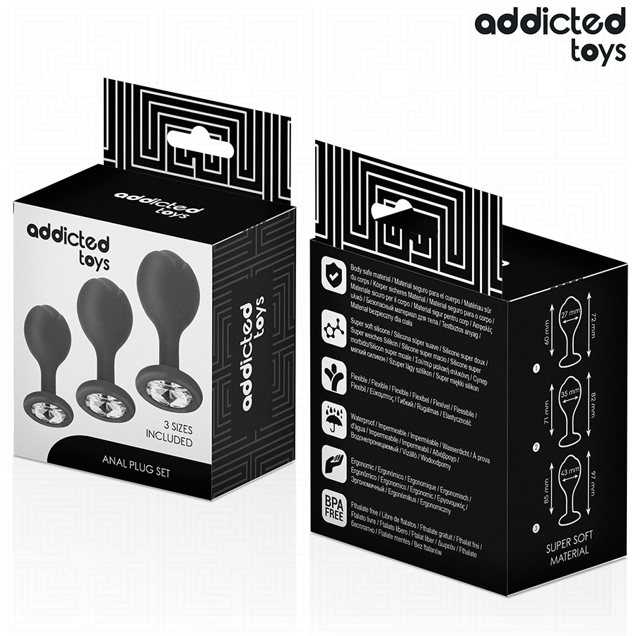 ADDICTED TOYS - Analpluggsett med Juvel i Silikon 3 stk