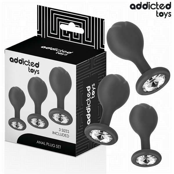 ADDICTED TOYS - Analpluggsett med Juvel i Silikon 3 stk