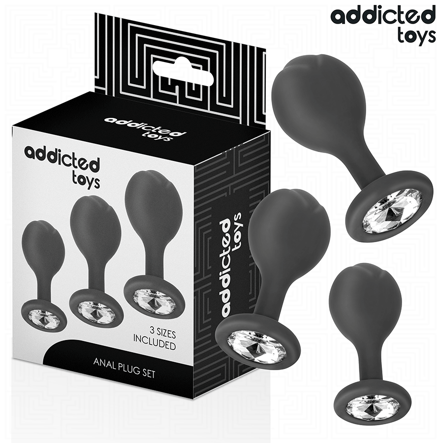 ADDICTED TOYS - Analpluggsett med Juvel i Silikon 3 stk