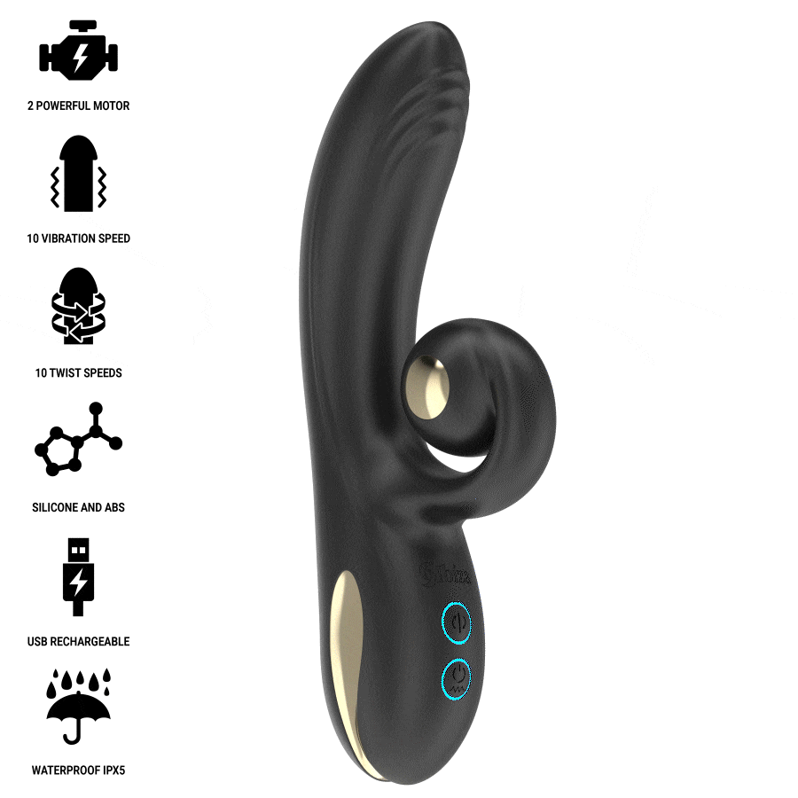 IBIZA - Twister Vibrator med buet stimulator og vibro-rotasjon