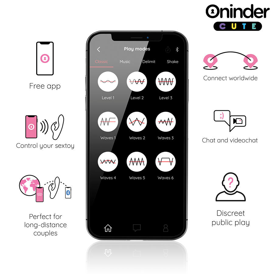 ONINDER CUTE - Love Bunny G-punkt- og klitorisvibrator Lyserosa (gratis app)