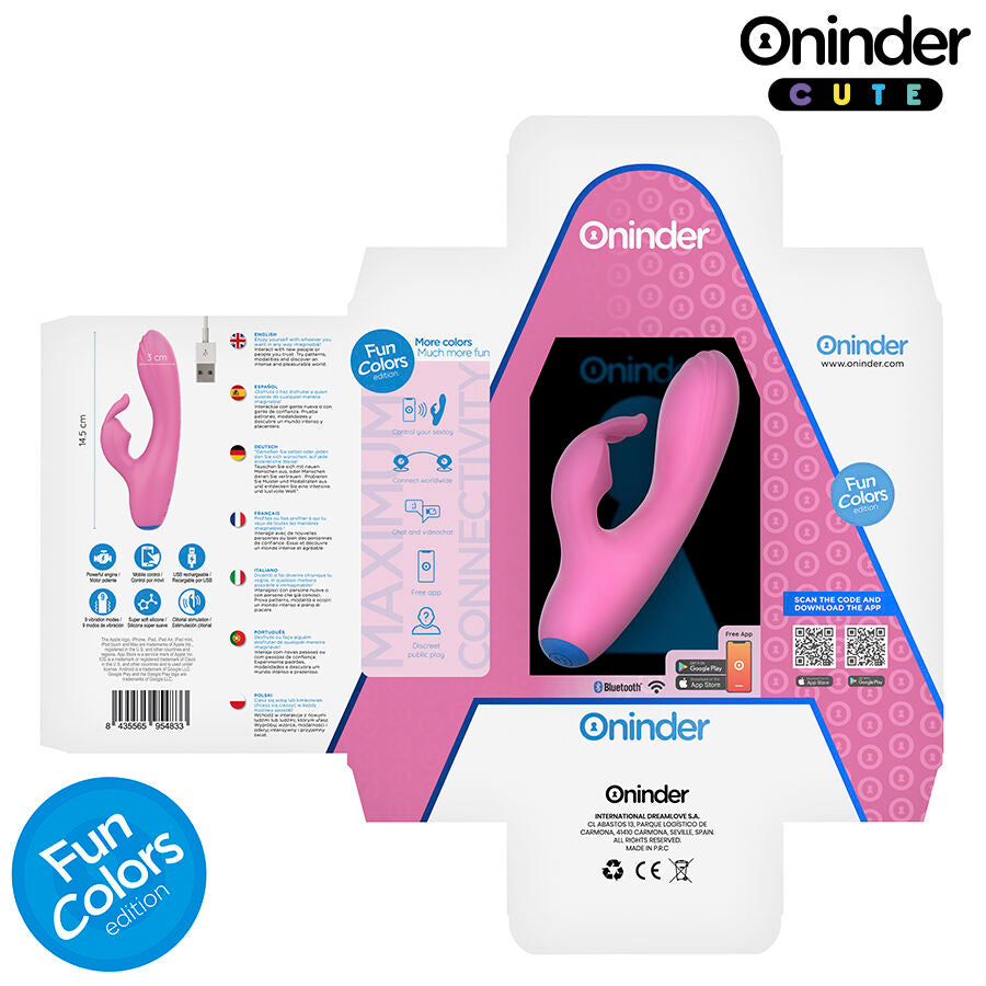 ONINDER CUTE - Love Bunny G-punkt- og klitorisvibrator Lyserosa (gratis app)