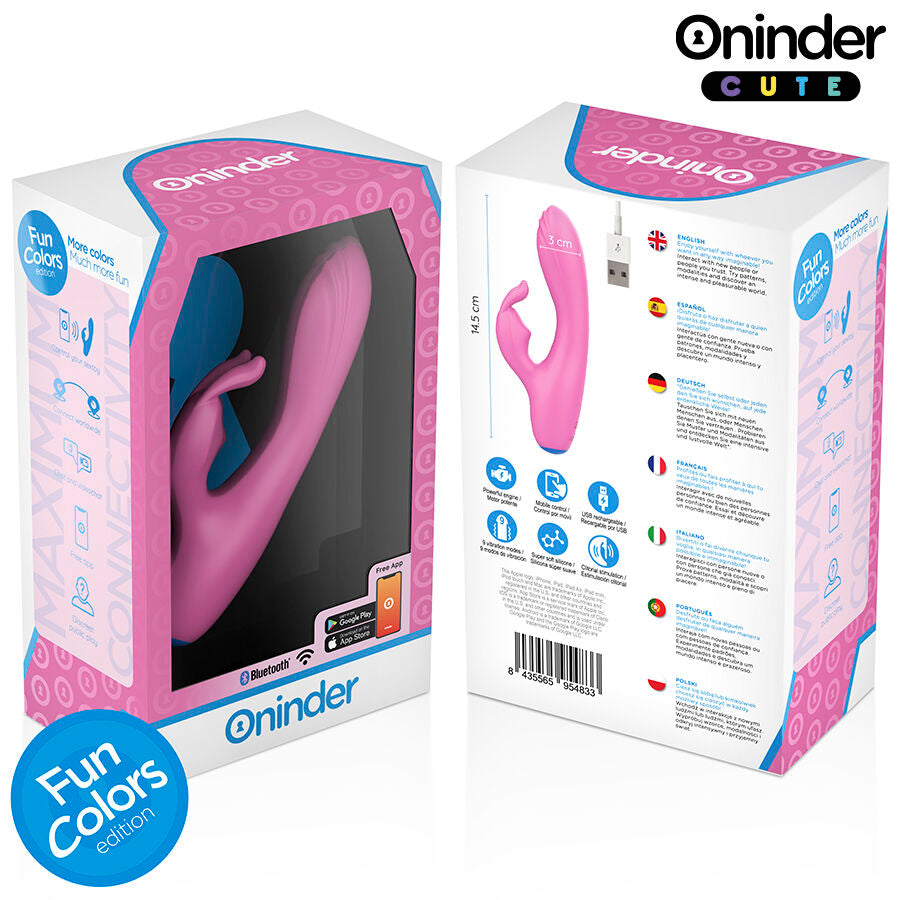 ONINDER CUTE - Love Bunny G-punkt- og klitorisvibrator Lyserosa (gratis app)