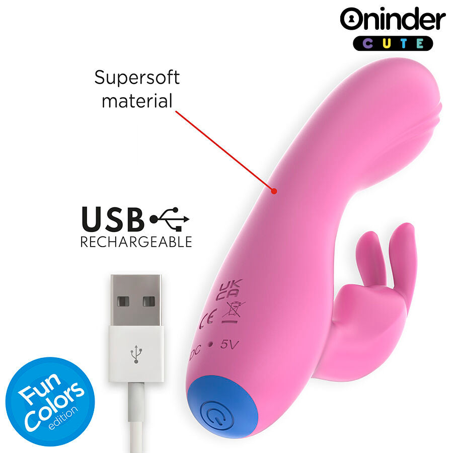 ONINDER CUTE - Love Bunny G-punkt- og klitorisvibrator Lyserosa (gratis app)