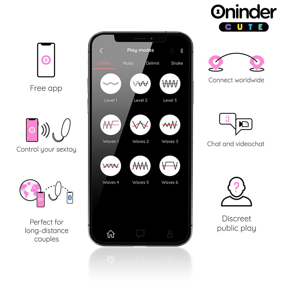 ONINDER CUTE - Love Pleasure 360° vibrerende-roterende silikonegg - gratis global app