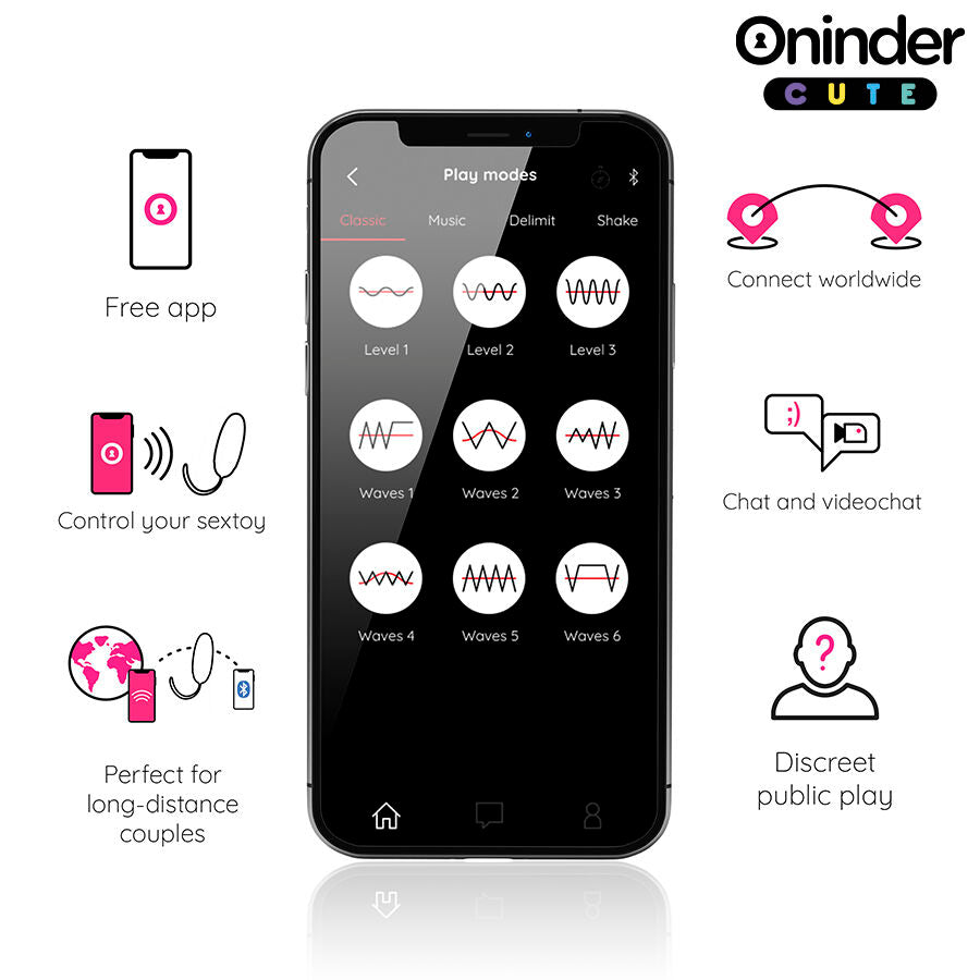 ONINDER CUTE - Love Pleasure Vibrerende Silikonegg med Bølge- og Tappefunksjon