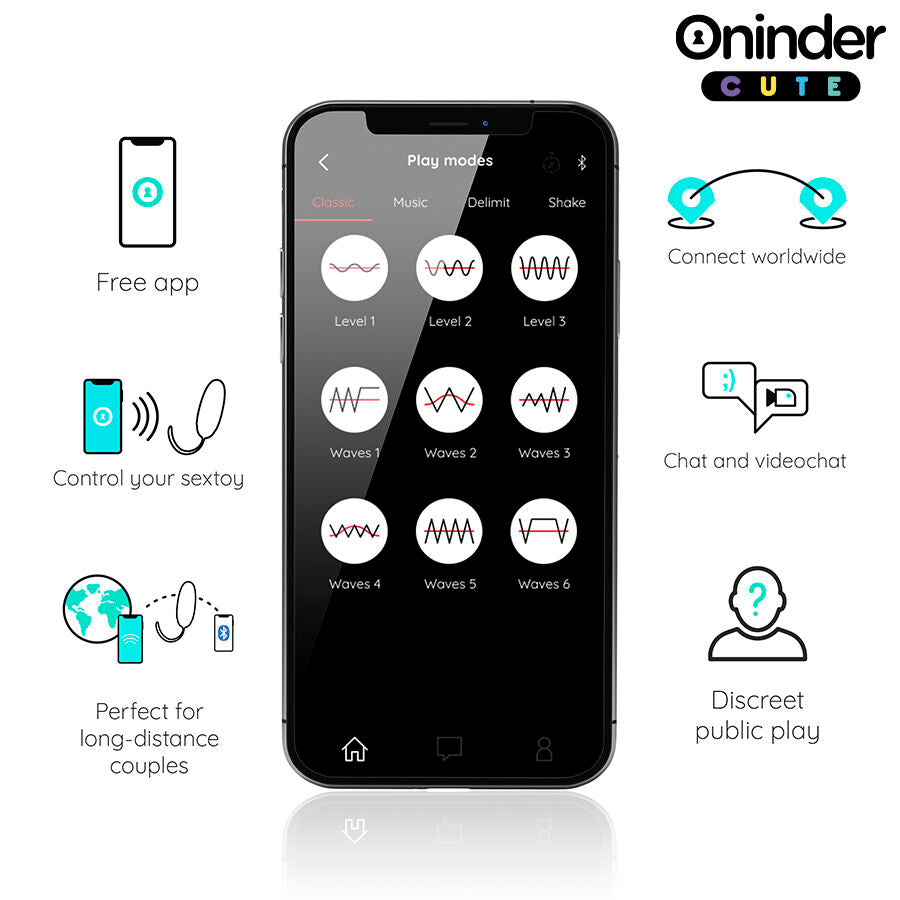 ONINDER CUTE - Love Pleasure Vibrerende egg med roterende silikonperler gratis global app