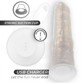 COCK MILLER - Dildo med sugekopp, lys og vibrasjon med fjernkontroll Hvit 21,5 cm
