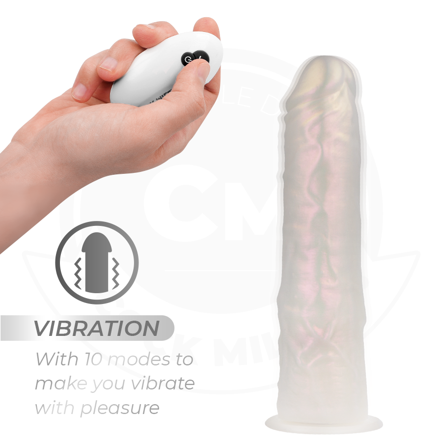 COCK MILLER - Dildo med sugekopp, lys og vibrasjon med fjernkontroll Hvit 19,5 cm