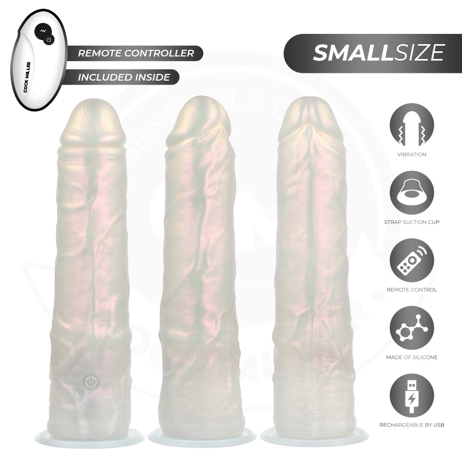 COCK MILLER - Dildo med sugekopp, lys og vibrasjon med fjernkontroll Hvit 19,5 cm