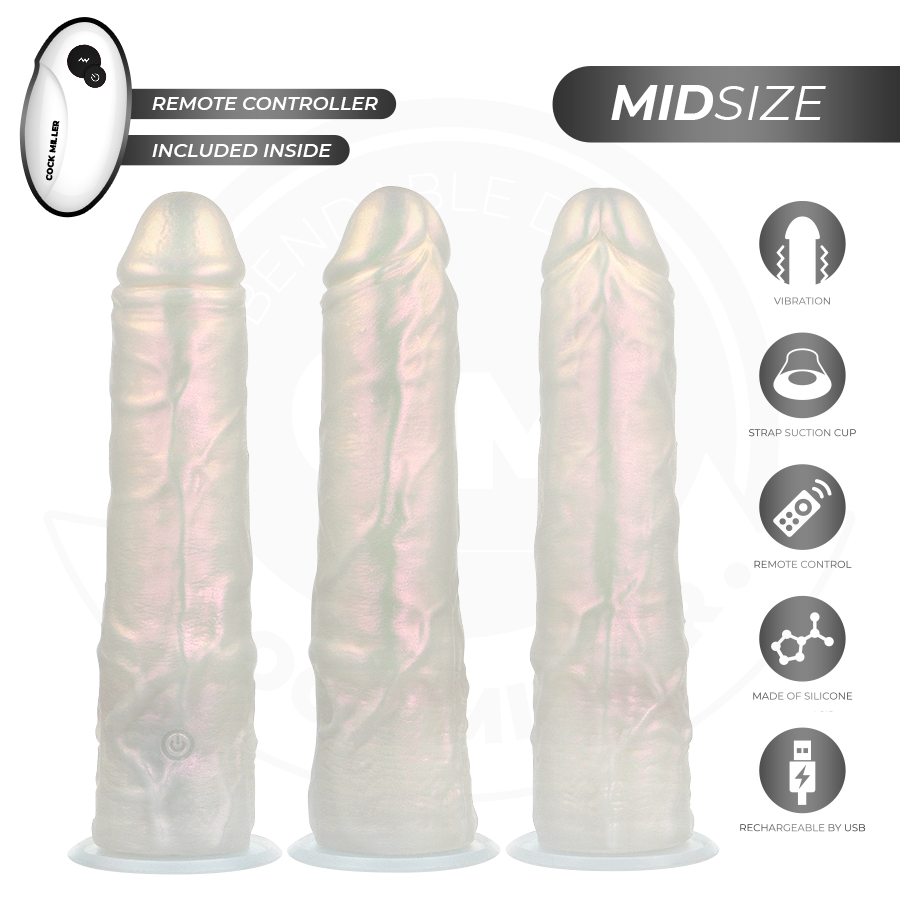 COCK MILLER - Dildo med sugekopp, lys og vibrasjon med fjernkontroll Hvit 20,5 cm