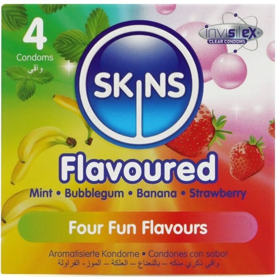 SKINS - Multi Flavors Smakskondomer 4-pakning