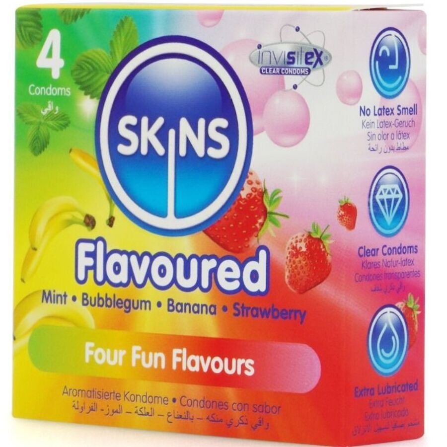 SKINS - Multi Flavors Smakskondomer 4-pakning