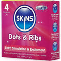 SKINS - Dots & Ribs Kondomer med Riller & Knopper 4 stk