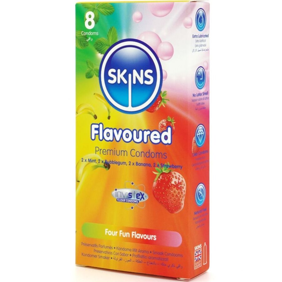 SKINS - Multi Flavors Smakskondomer 8-pakning
