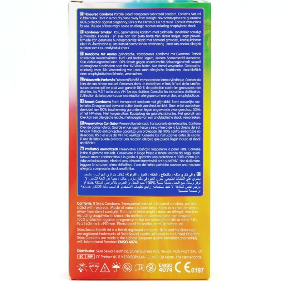 SKINS - Multi Flavors Smakskondomer 8-pakning