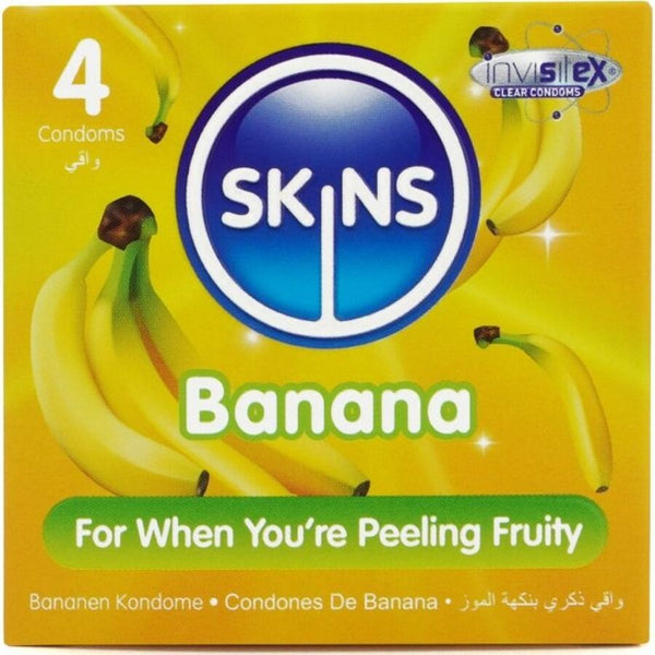 SKINS - Banan Smakskondomer 4-pakning