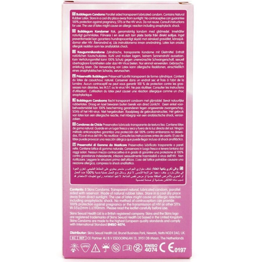 SKINS - Bubblegum Kondomer med Smak 8 stk