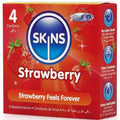 SKINS - Jordbær Smakskondomer 4-pakning