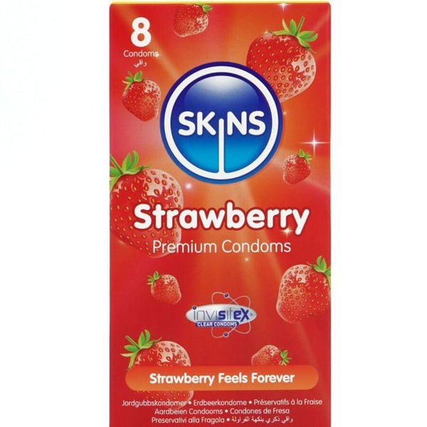 SKINS - Strawberry Kondomer med Smak 8 stk