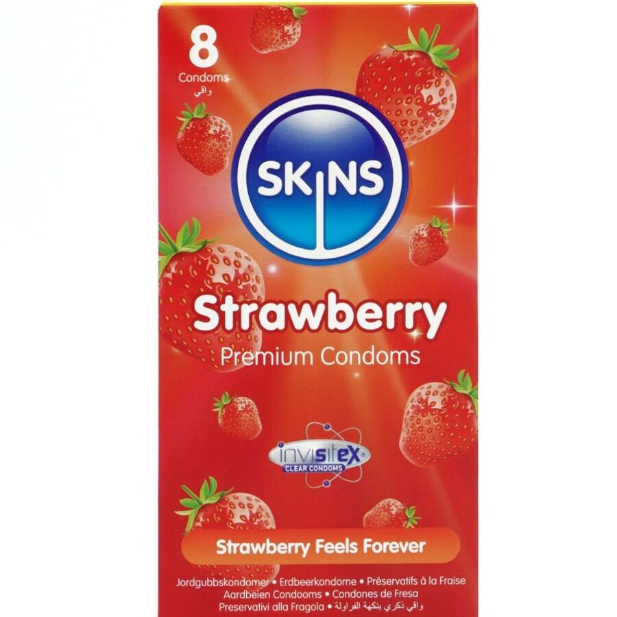 SKINS - Strawberry Kondomer med Smak 8 stk