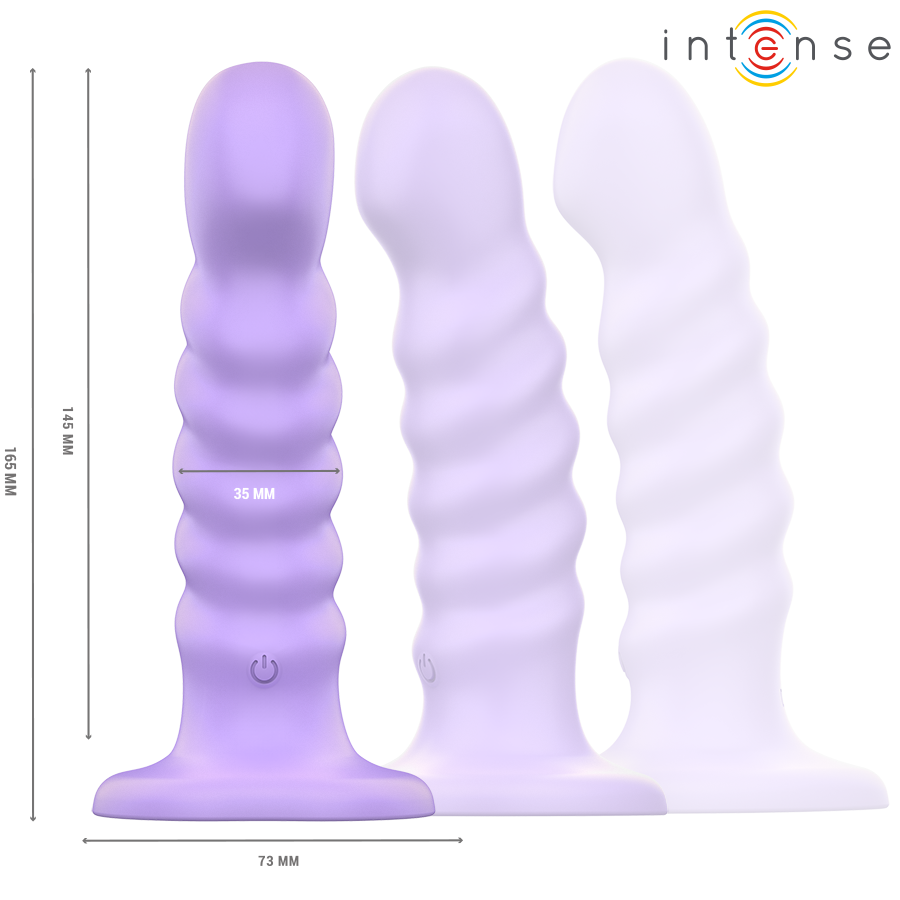 INTENSE - Brenda Vibrator str. M med spiraldesign 10 vibrasjoner Lilla med fjernkontroll