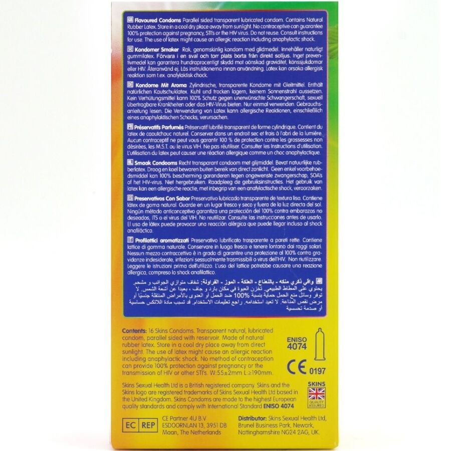 SKINS - Multi Flavors Smakskondomer 16-pakning