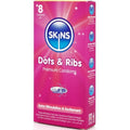SKINS - Dots & Ribs Kondomer med Riller & Knopper 8 stk