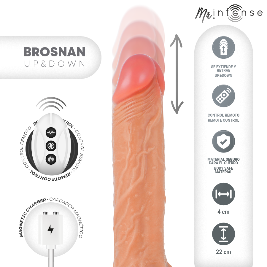 Mr Intense - Brosnan realistisk støtvibrator med fjernkontroll 22 cm