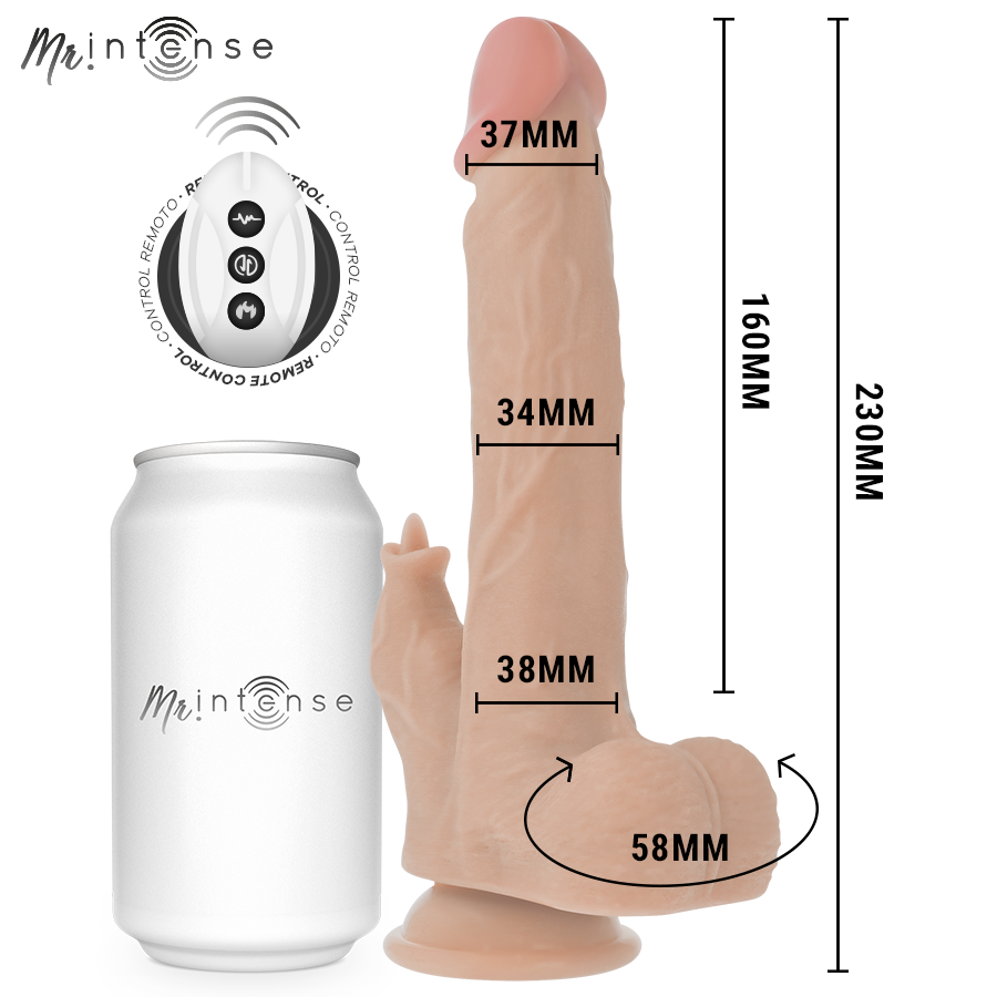MR INTENSE - Redford Realistisk vibrator med støtebevegelse og fjernkontroll 23 cm