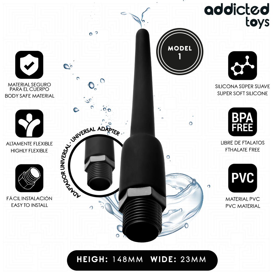ADDICTED TOYS - Analrenser med Universaladapter Modell 1