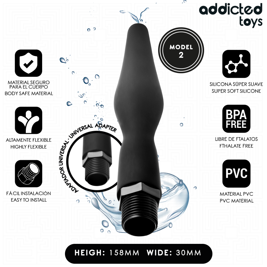 ADDICTED TOYS - Analrenser med Universaladapter Modell 2