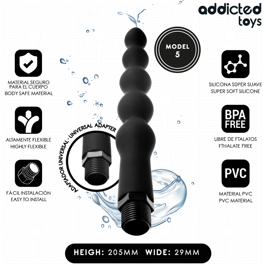 ADDICTED TOYS - Analrenser med Universaladapter Modell 5