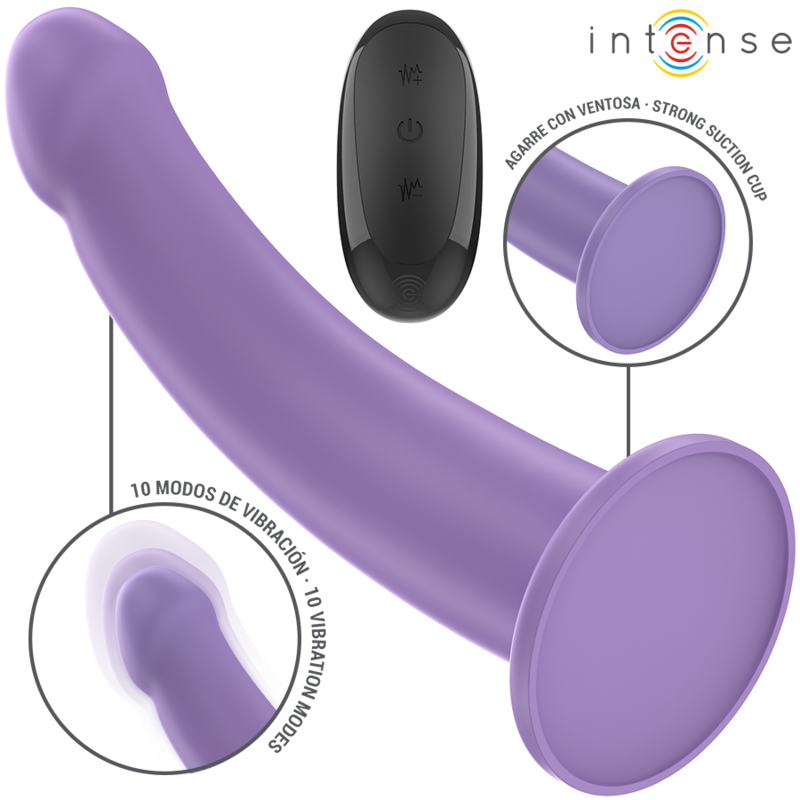 INTENSE - Eddie Vibrator 17,5 cm 10 vibrasjoner Lilla med fjernkontroll