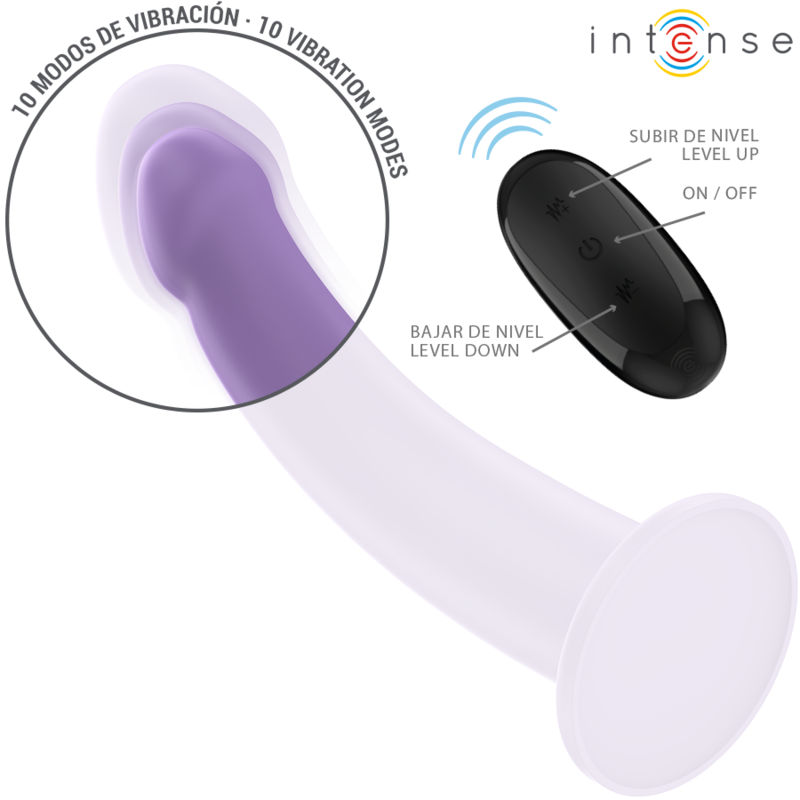INTENSE - Eddie Vibrator 17,5 cm 10 vibrasjoner Lilla med fjernkontroll