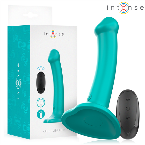INTENSE - Katie Vibrator med sugekopp 10 vibrasjoner Blå med fjernkontroll